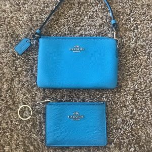 Coach Córner Zip Wristlet + Signature C Mini Skinny ID & Coin Case Key Ring -NEW